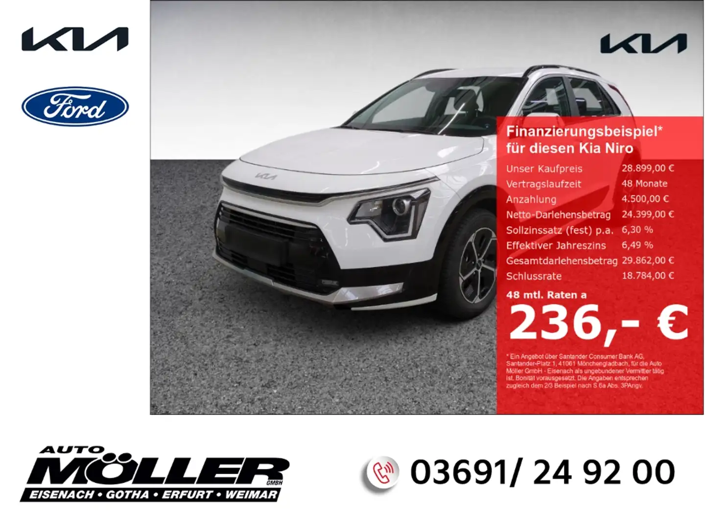 Kia Niro 1.6 HEV Vision DCT VIS KOM Sitzheizung LED Rückfah Weiß - 1