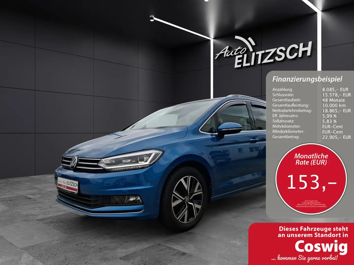 Volkswagen Touran TSI Highline AHK ACC LED Navi PDC SH Blau - 1
