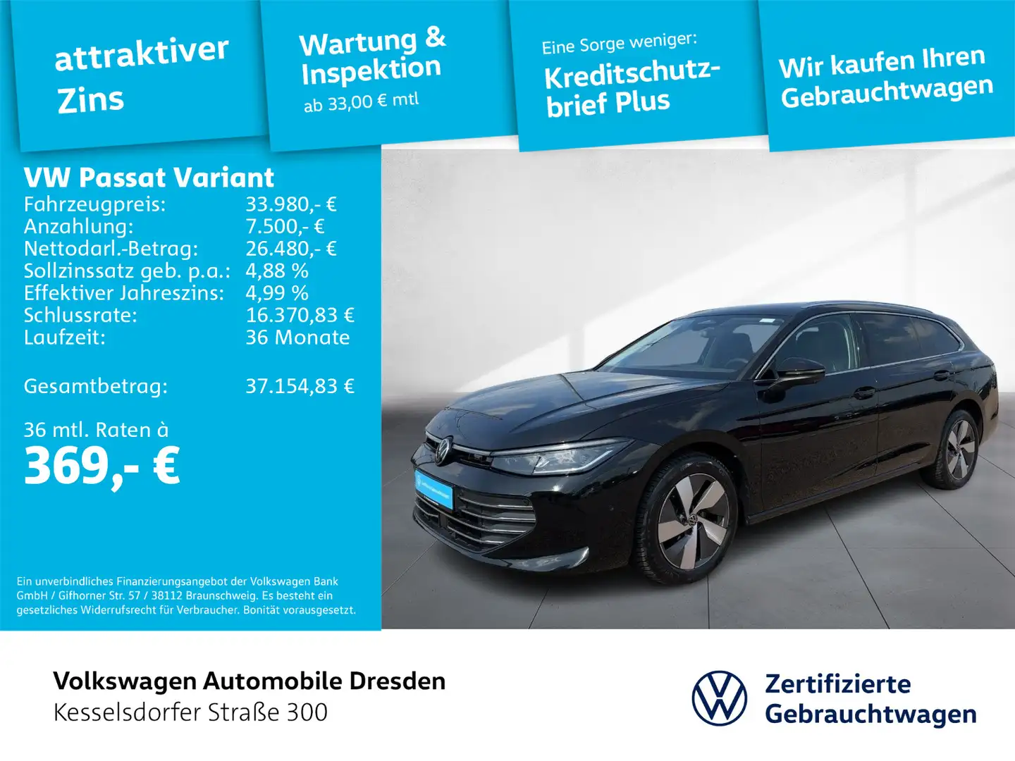 Volkswagen Passat Variant 2.0 TDI DSG Business Navi Kamera Schwarz - 1