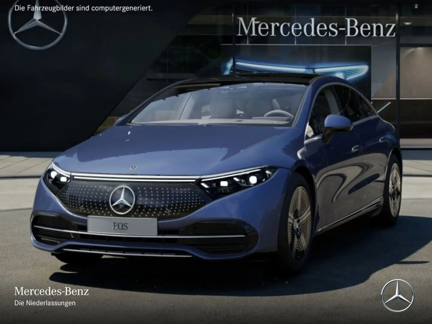 Mercedes-Benz EQS 450 Fahrass 360° Pano Burmester Distr. HUD TV Blau - 2