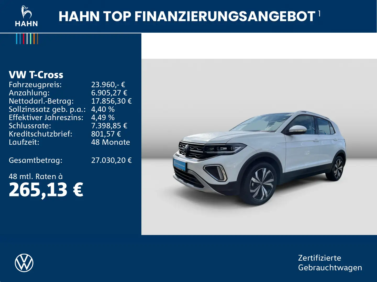 Volkswagen T-Cross 1.0TSI DSG Style Matrix Navi PDC Sitzhei Weiß - 2