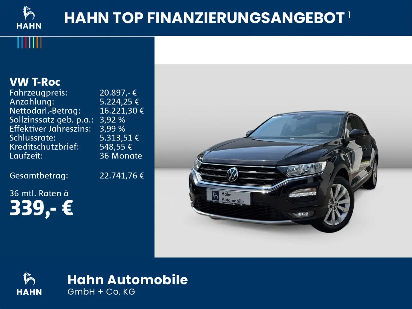 Volkswagen T-Roc 1.5TSI DSG Sport AHK Navi-Vorb. PDC Sitzhz Schwarz - 2