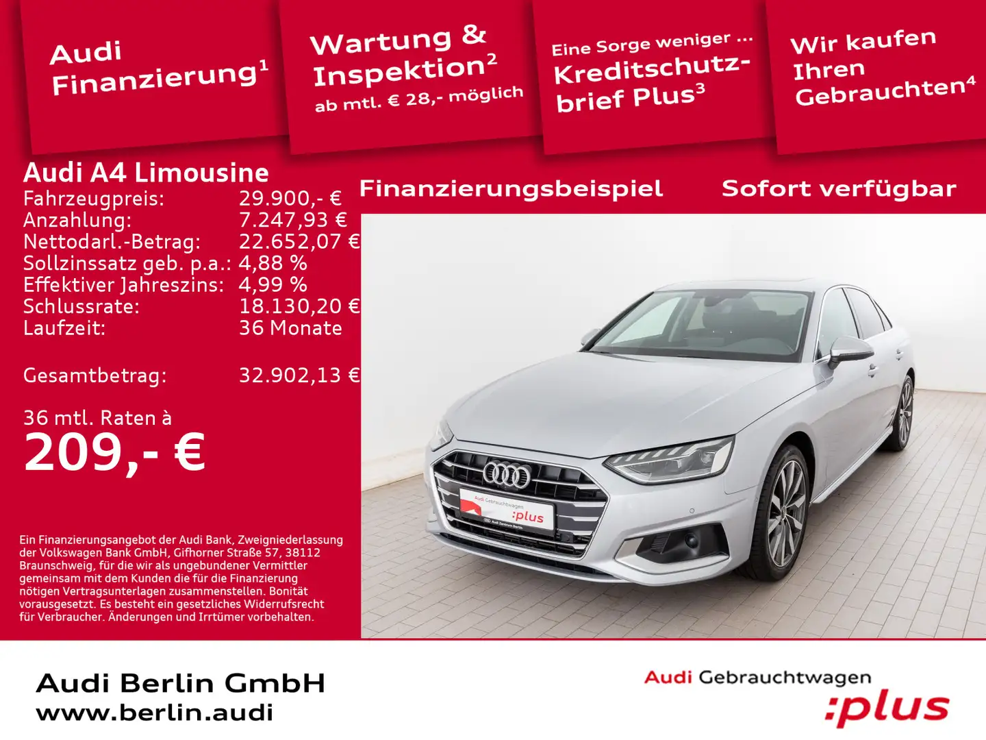 Audi A4 Advanced 40 TFSI S tr. AHK 360° ACC Argent - 1