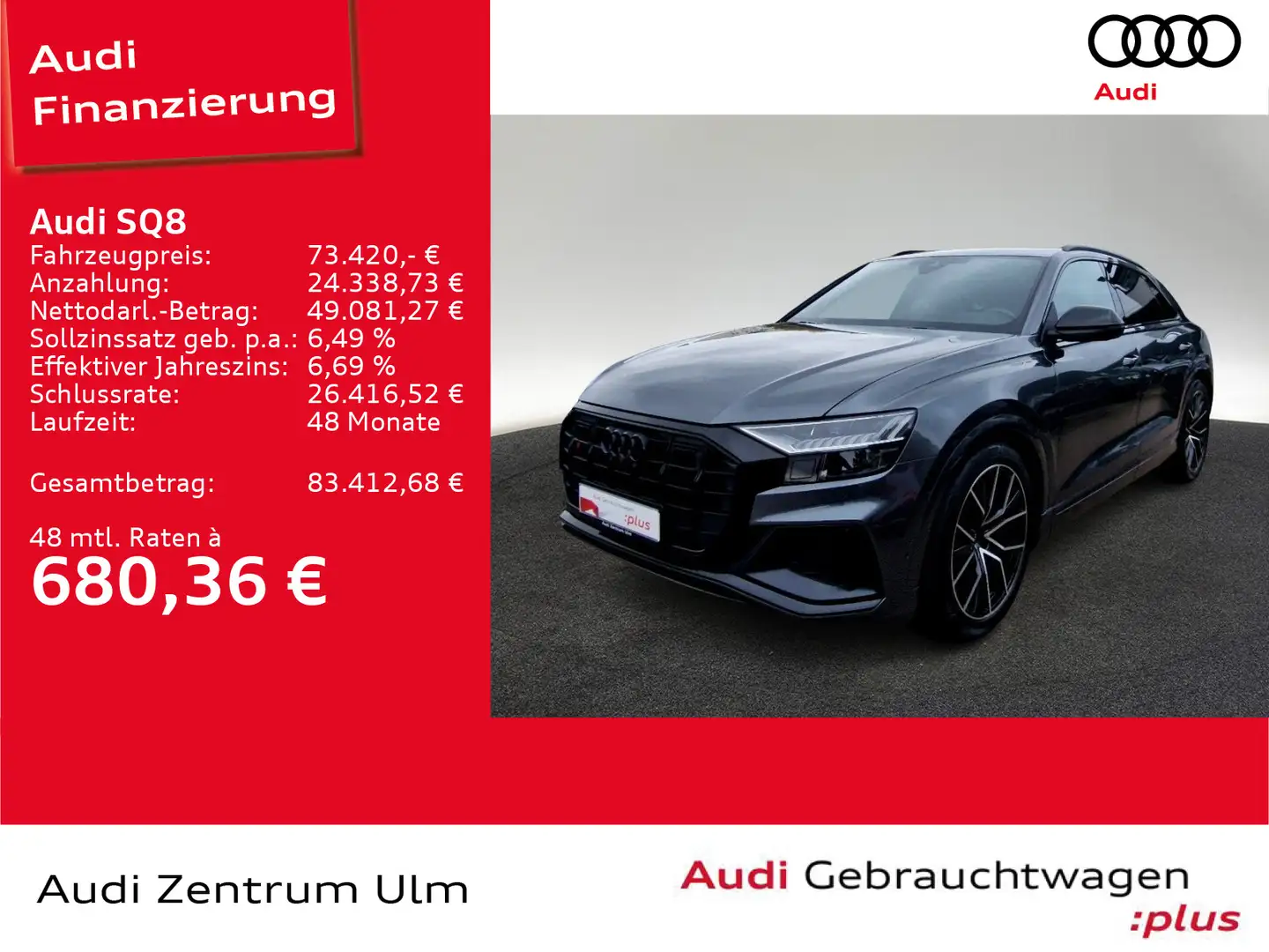Audi SQ8 TFSI qu 22 AHK ADVANCED B&O HuD LEDER Grau - 1