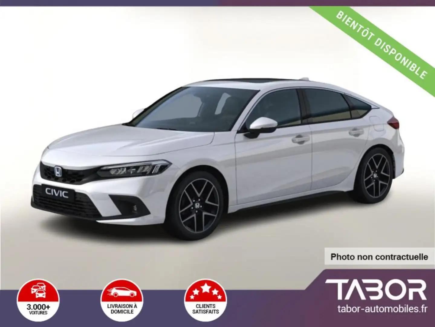 Honda Civic e:HEV 184 Advance GPS cuir Pano Key Blanc - 1