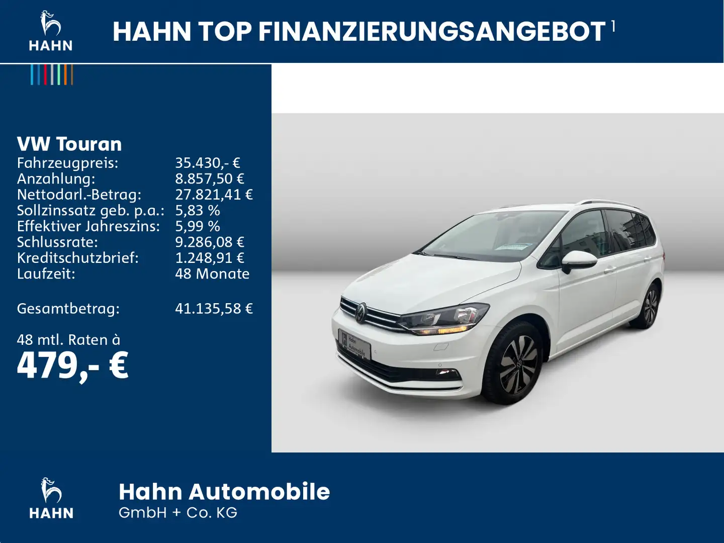 Volkswagen Touran 1.5TSI DSG Move 7-Sitzer AHK ACC Navi Cam Weiß - 2
