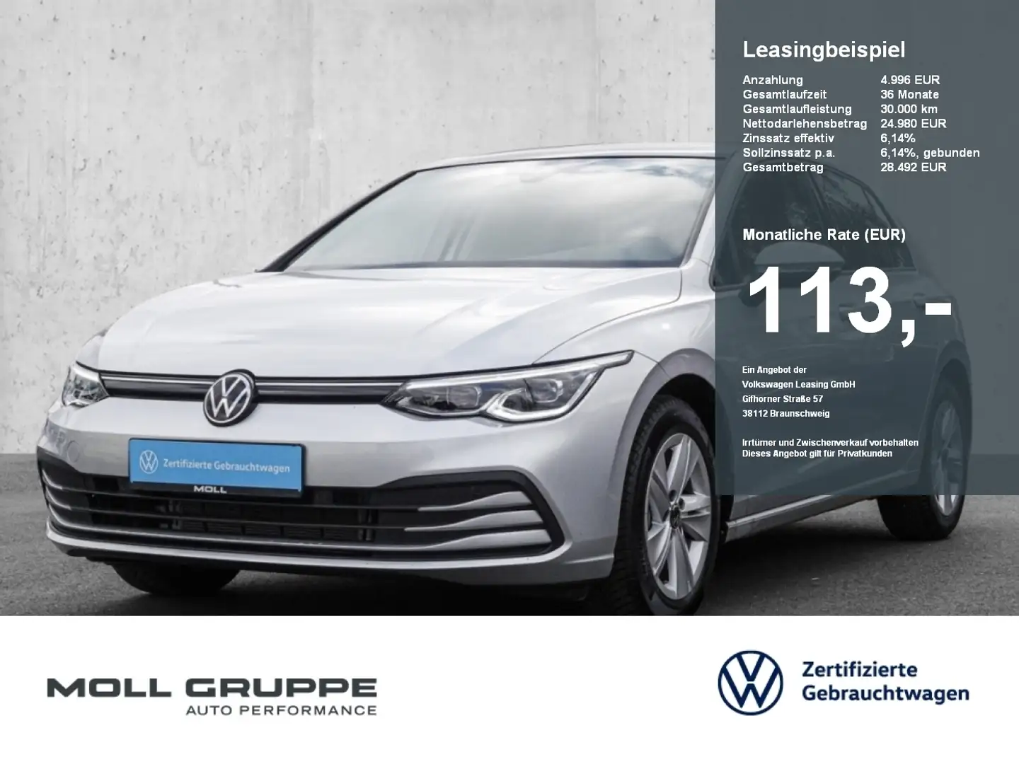 Volkswagen Golf 1.5 TSI Life NAVI PANO LED LM ACC MASSAGE Silber - 1