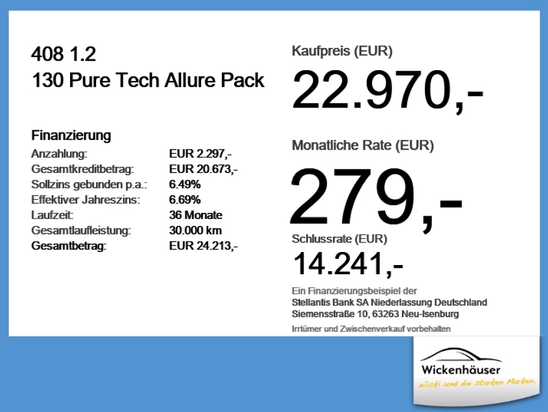 Peugeot 408 1.2 130 Pure Tech Allure Pack ACC+Navi+Kam360 — photo 3