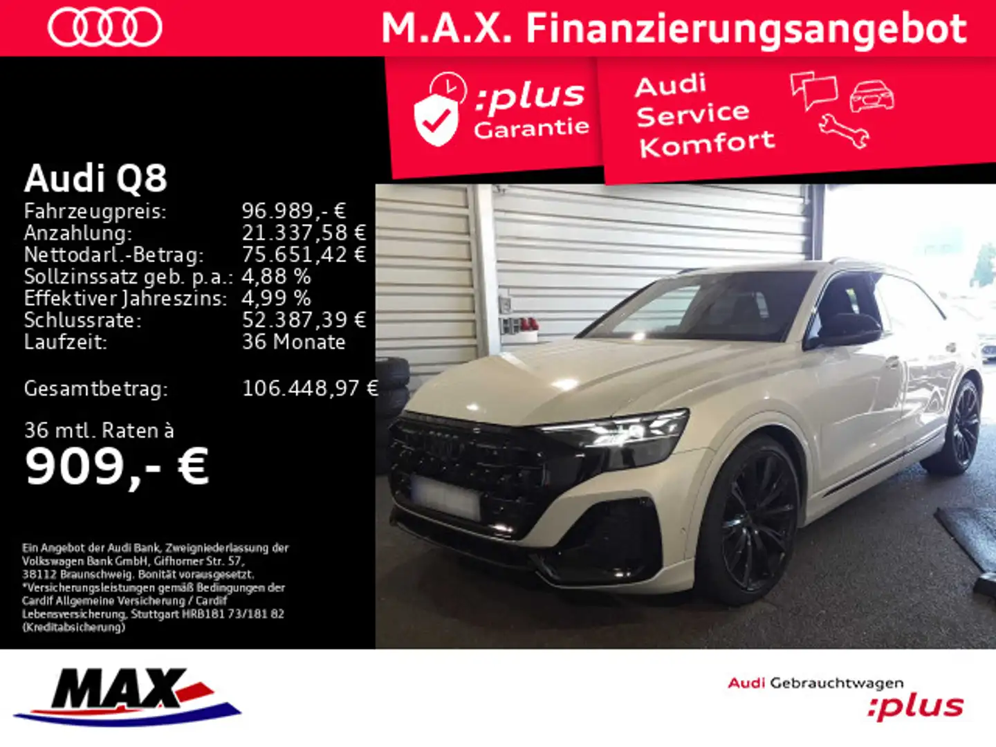 Audi Q8 50 TDI QUATT MATRIX+PANO+AHK+RAUTE+LUFT+360°+ Beige - 1