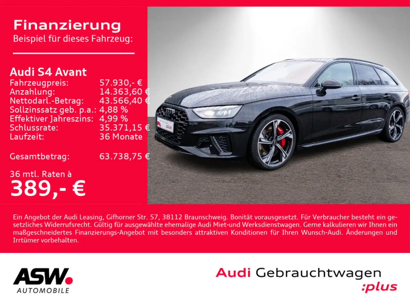 Audi S4 quattro 3.0TDI tiptro LED 360° PANO B&O Чёрный - 1