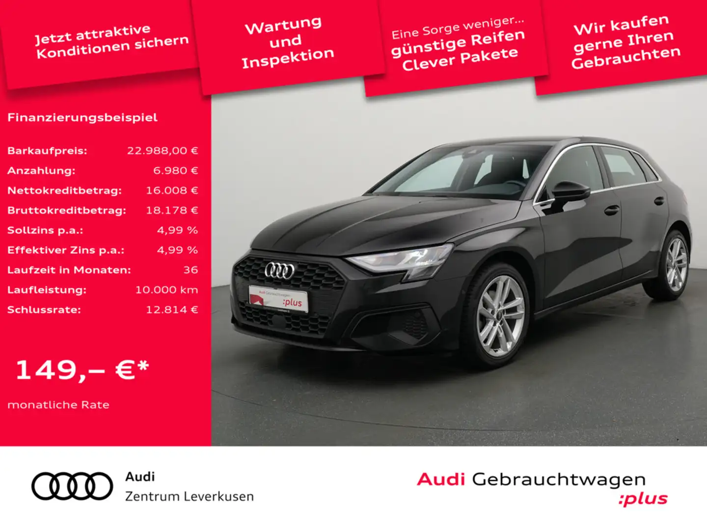 Audi A3 Sportback S TRON ACC NAVI KAM SHZ Schwarz - 1