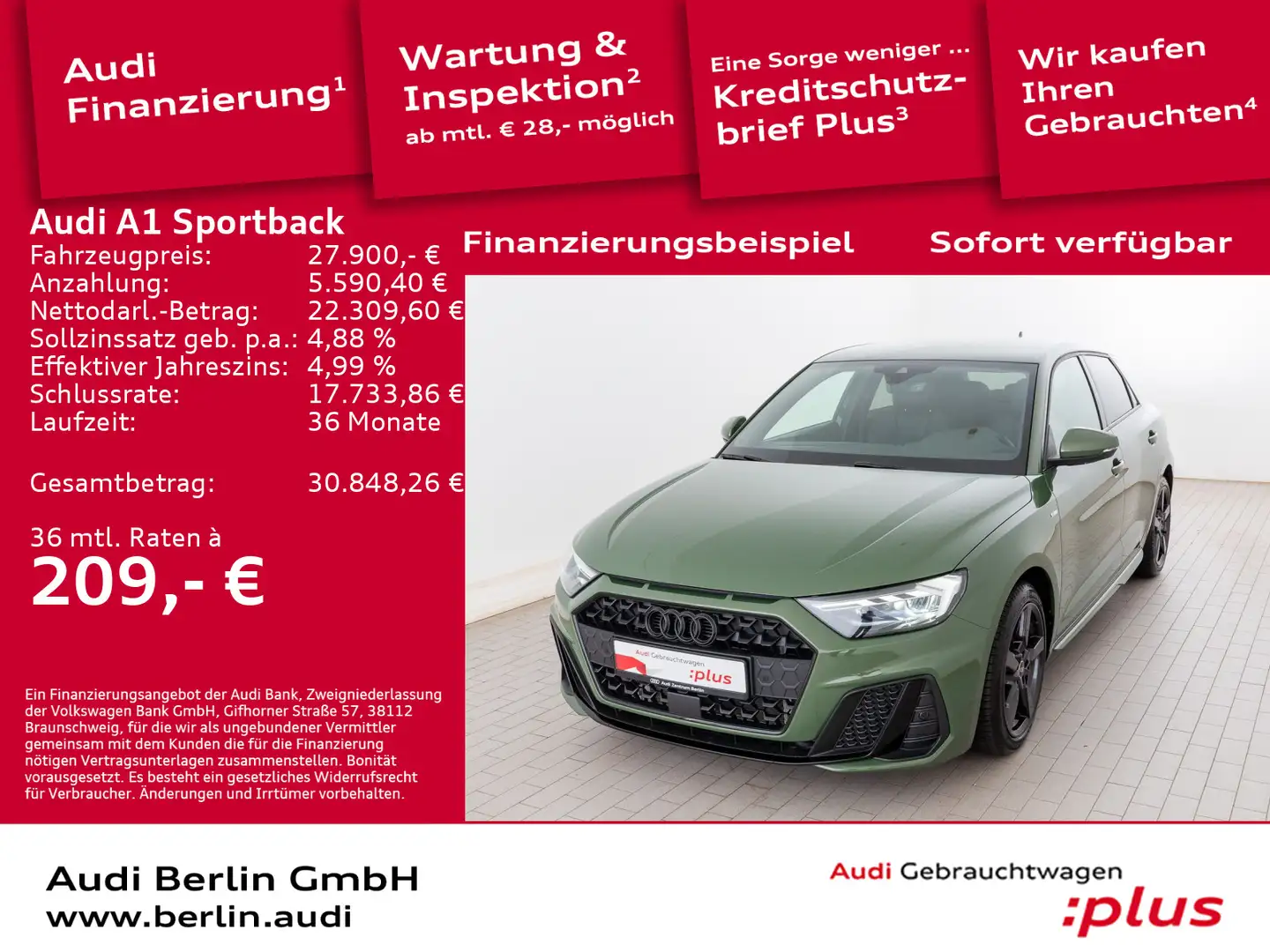 Audi A1 S line 35 TFSI S tr. LED RFK PDC Grün - 1
