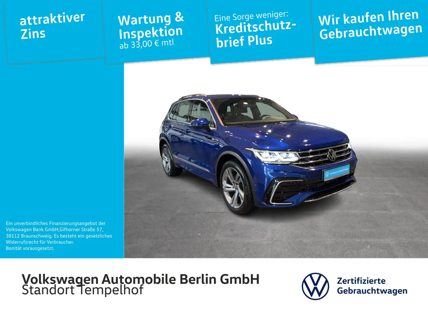 Volkswagen Tiguan 2.0TDI DSG R-Line AHK STHZG MATRIX-LED Bleu - 1