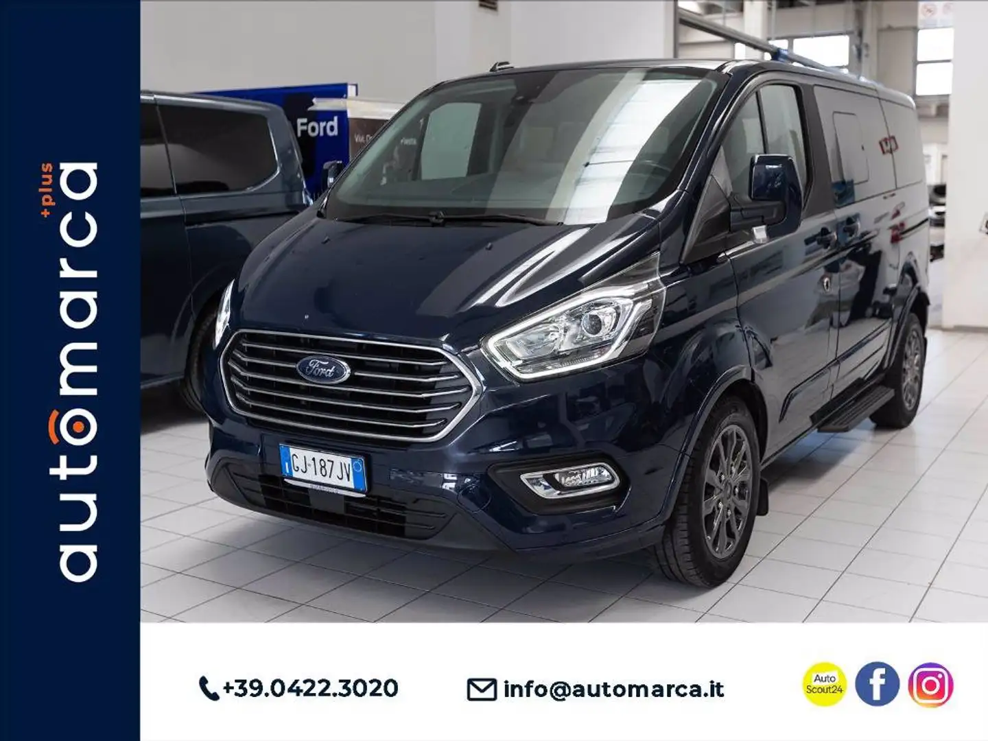 Ford Tourneo Custom 320 2.0 tdci 130cv Trend L1H1 E6.2 Bleu - 1