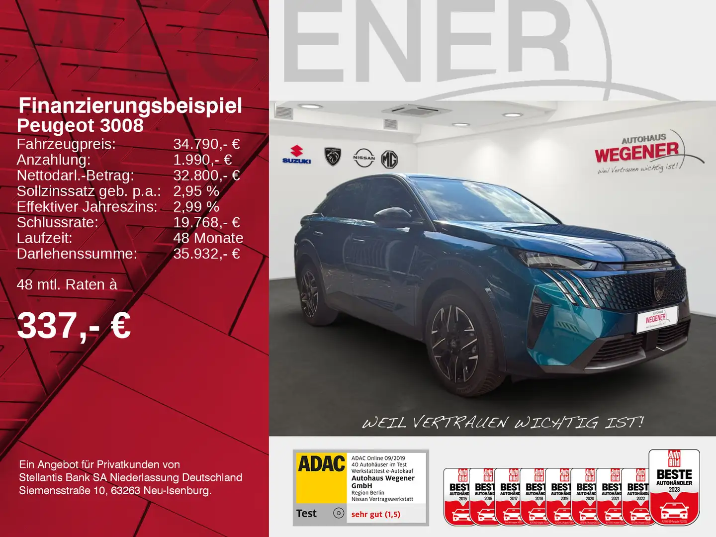 Peugeot 3008 Allure Hybrid 145 e-DSC6 *Kamera*21"Curved* Bleu - 2