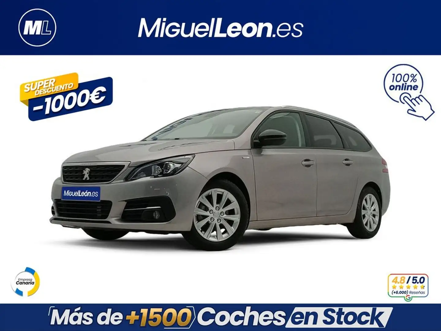 Peugeot 308 W Style BlueHDi 100 S&S 6 Vel. MAN Gris - 1