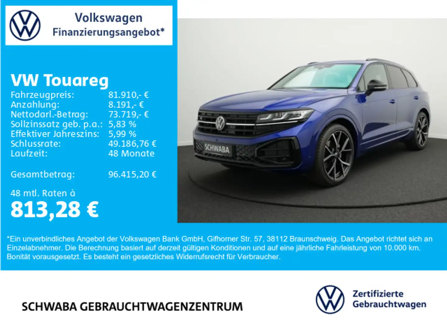 Volkswagen Touareg R-Line*PANO*AHK*Allr.Lenk*Massage*Black* Blau - 1
