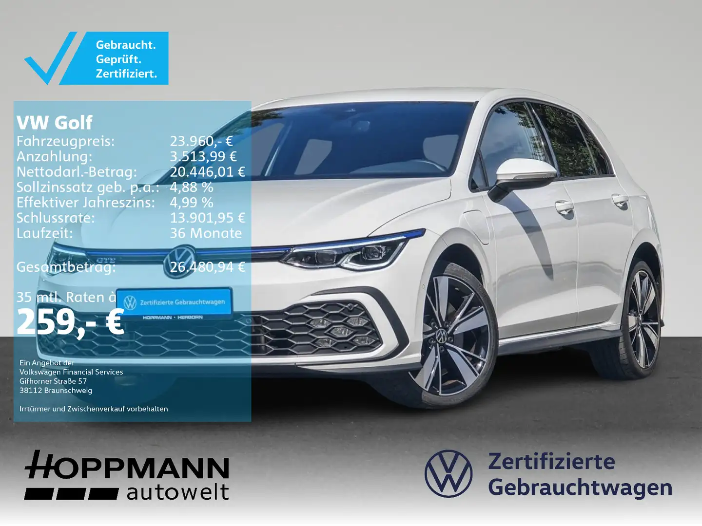 Volkswagen Golf GTE GTE 1.4 TSI AHK Kamera ACC Navi AppConnect Weiß - 1