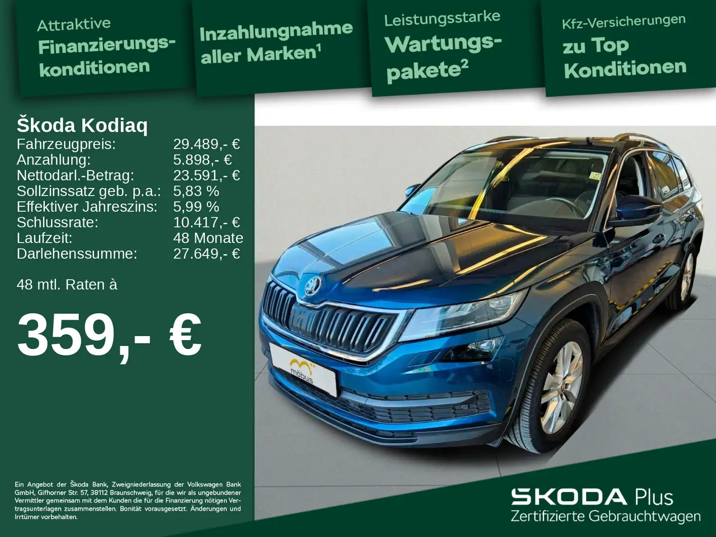 Skoda Kodiaq 2.0 TDI DSG *STYLE*4x4*STANDH.*LED*PANO* Blau - 1