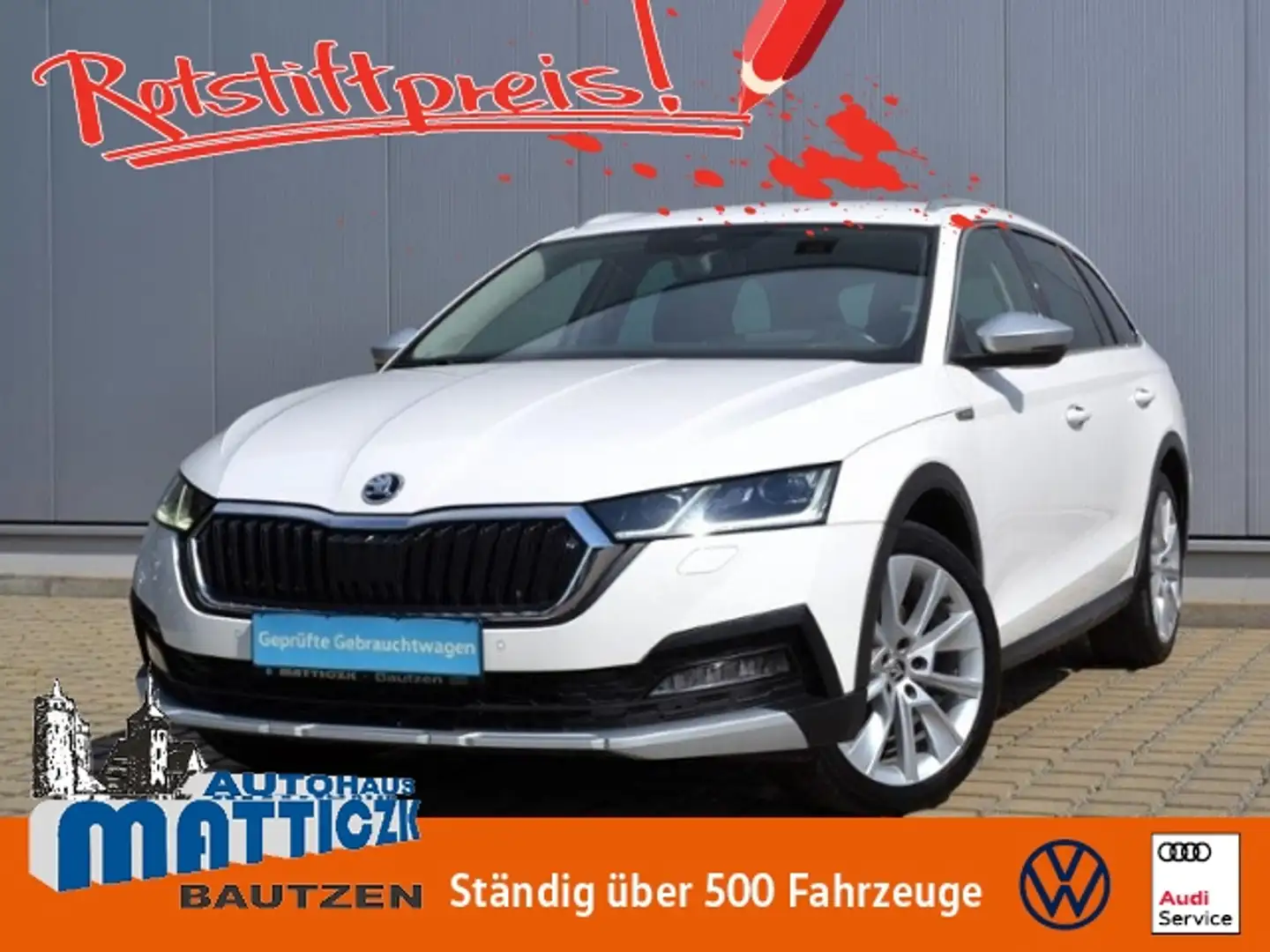 Skoda Octavia 2.0 TDI 4x4 DSG Scout AHK/MATRIX/NAVI/INFOTAIN+KO Weiß - 1