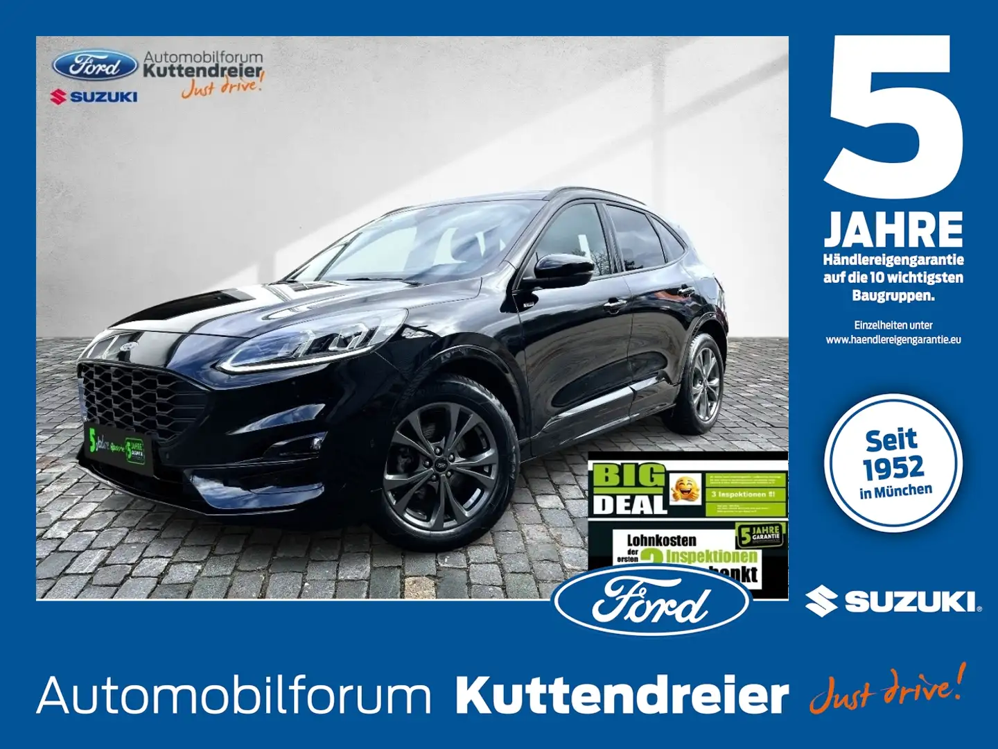 Ford Kuga ST-Line X AHK schw. Voll-LED Glasdach Navi Gris - 1