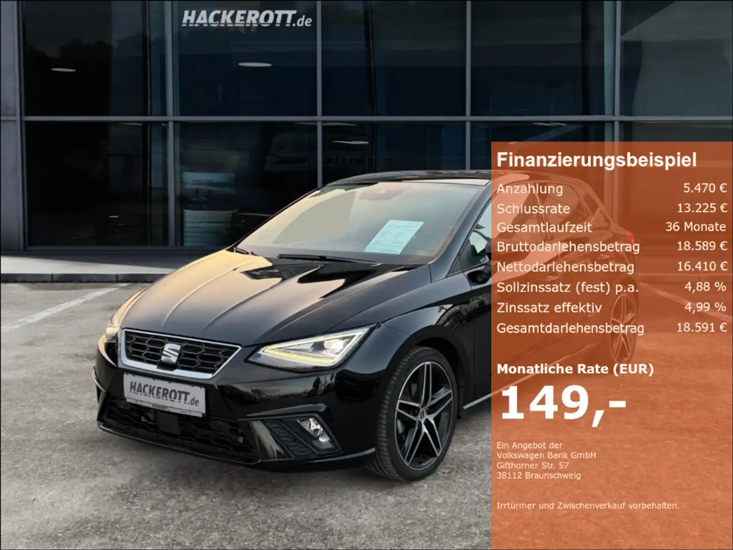 SEAT Ibiza FR 1.5 TSI DSG Rückfahrk. Pano Tempom. Navi Klimaa Schwarz - 1