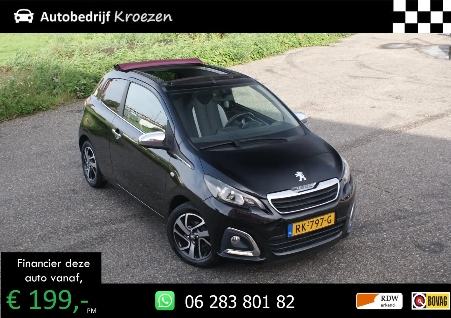 Peugeot 108 1.2 Puretech Roland Garros | Cabrio | Cruise contr Noir - 1