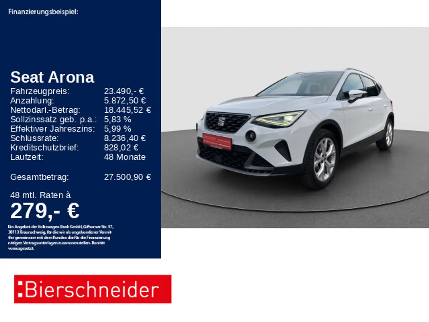 SEAT Arona 1.0 TSI DSG FR LED KEYLESS SHZ CAM Weiß - 1