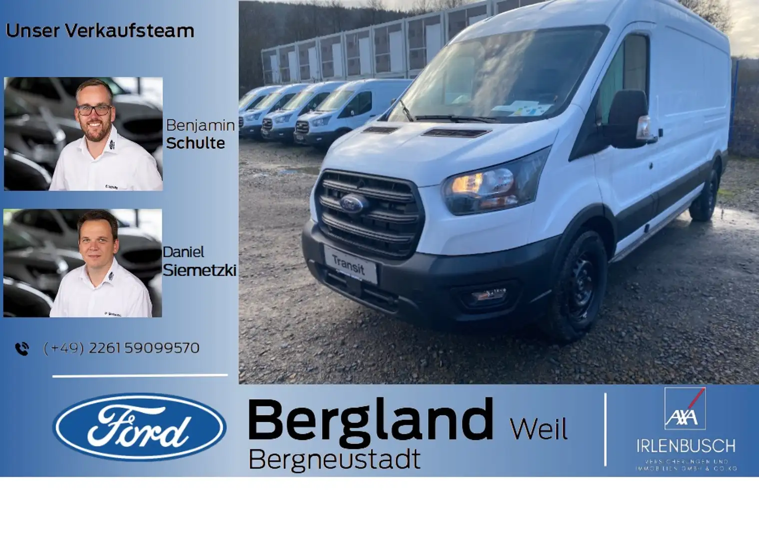 Ford Transit KASTENWAGEN TREND 350L3 130PS Automatik Weiß - 1