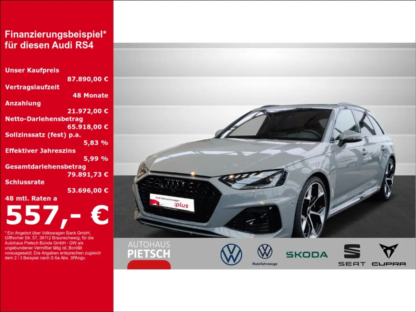 Audi RS4 Avant quattro tiptronic RS competition plus Pano H Gris - 1