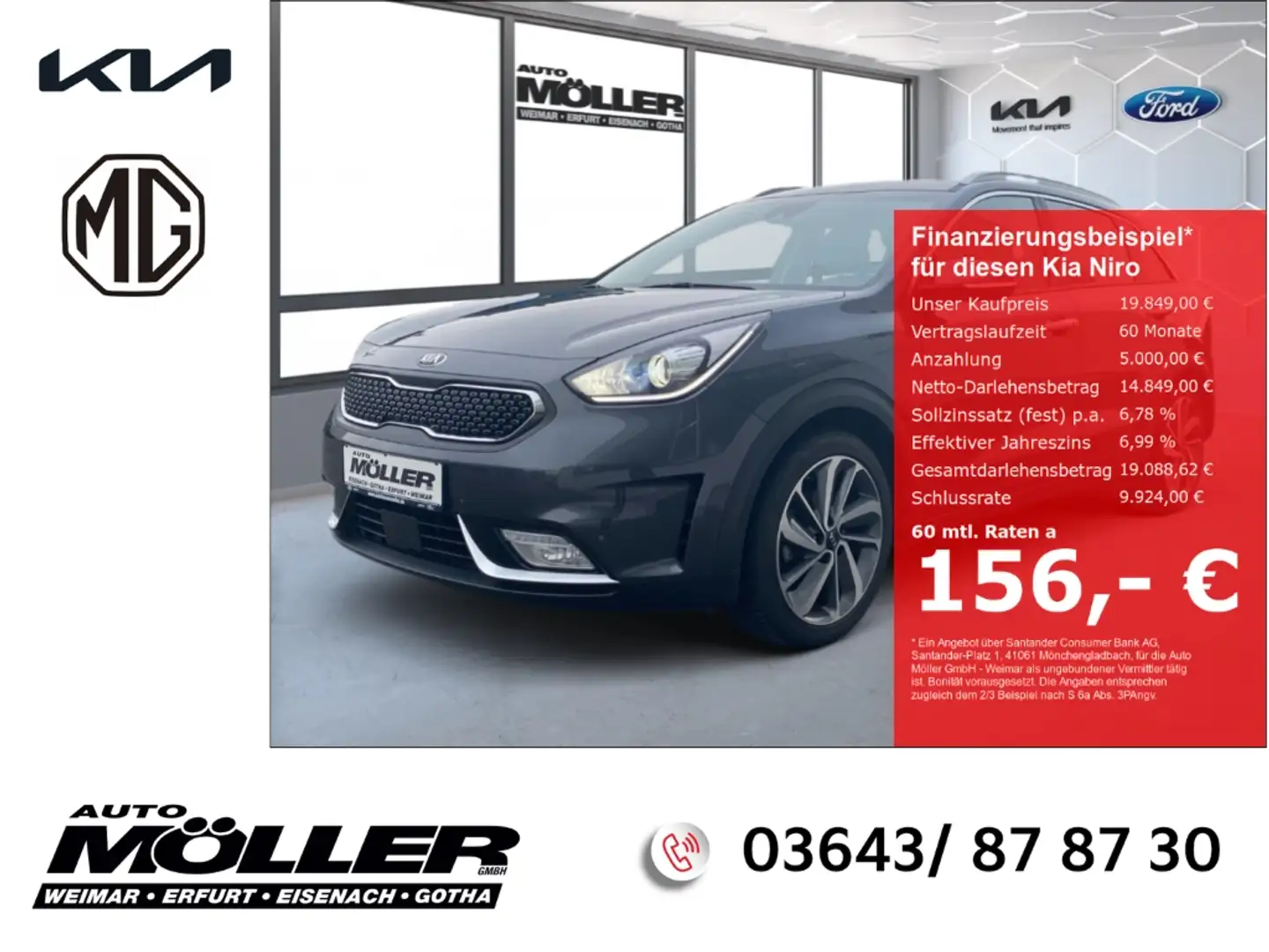 Kia Niro Spirit 1.6T HEV DCT Kamera Leder ACC Memory Klimas Grau - 1