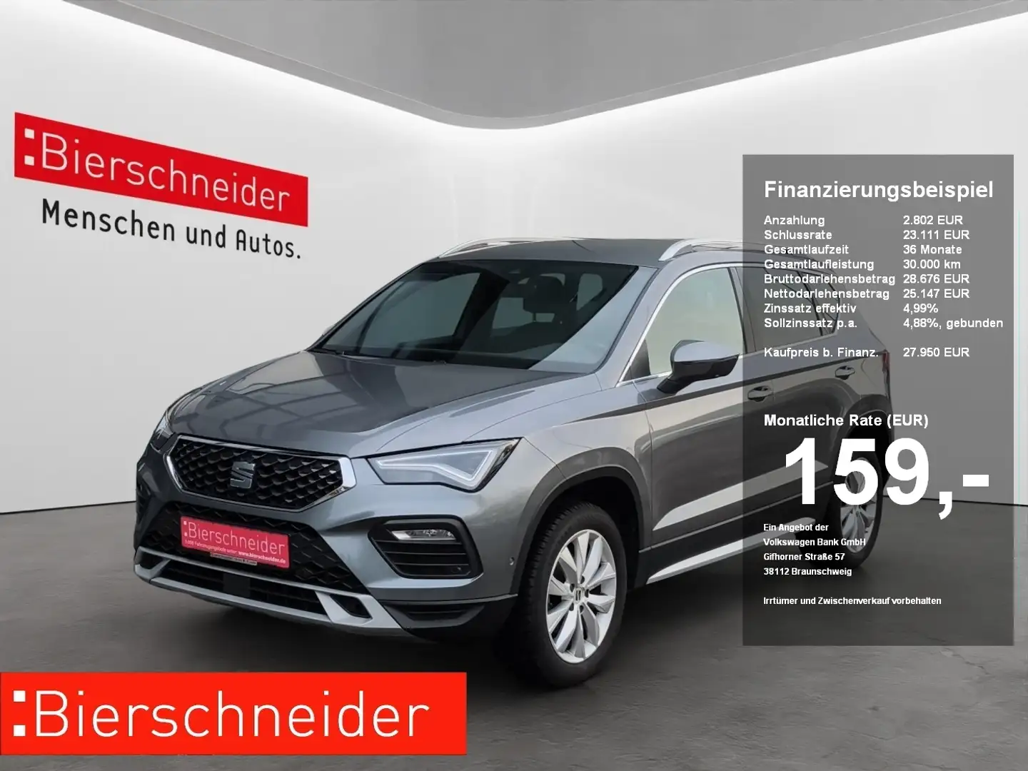 SEAT Ateca 1.5 TSI DSG Xperience LED NAVI ACC SIDEASS PARKASS Grau - 1