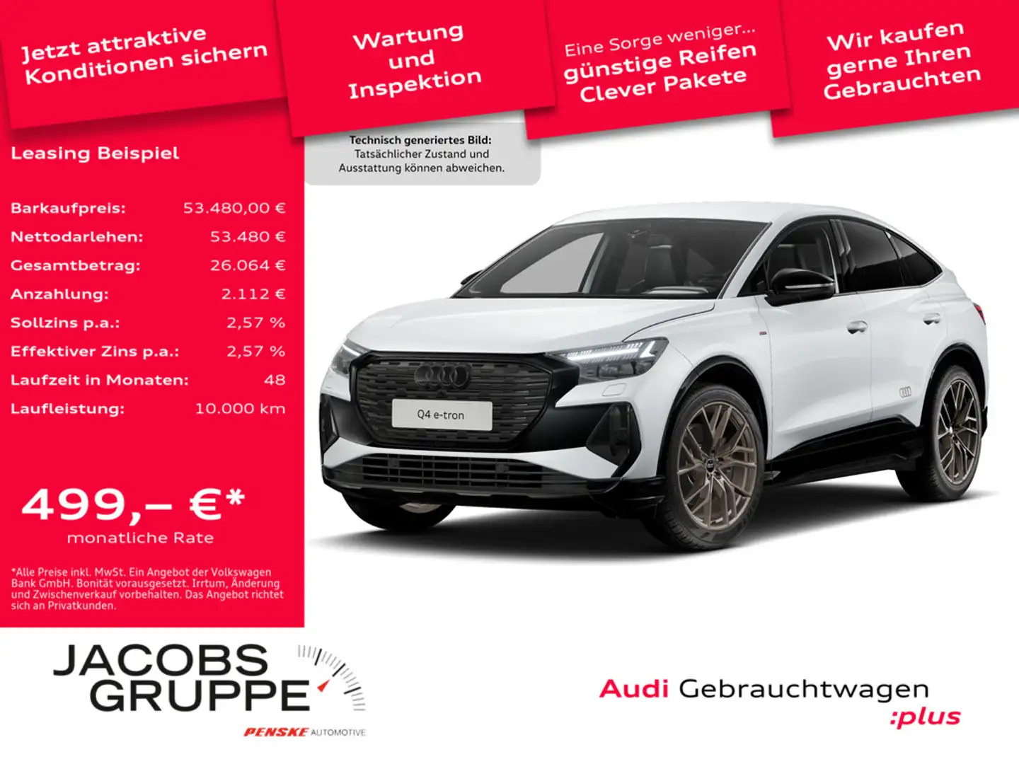 Audi Q4 e-tron Sportback 45 2xS line Edition/Matrix/ACC/AHK/21Zoll Weiß - 1