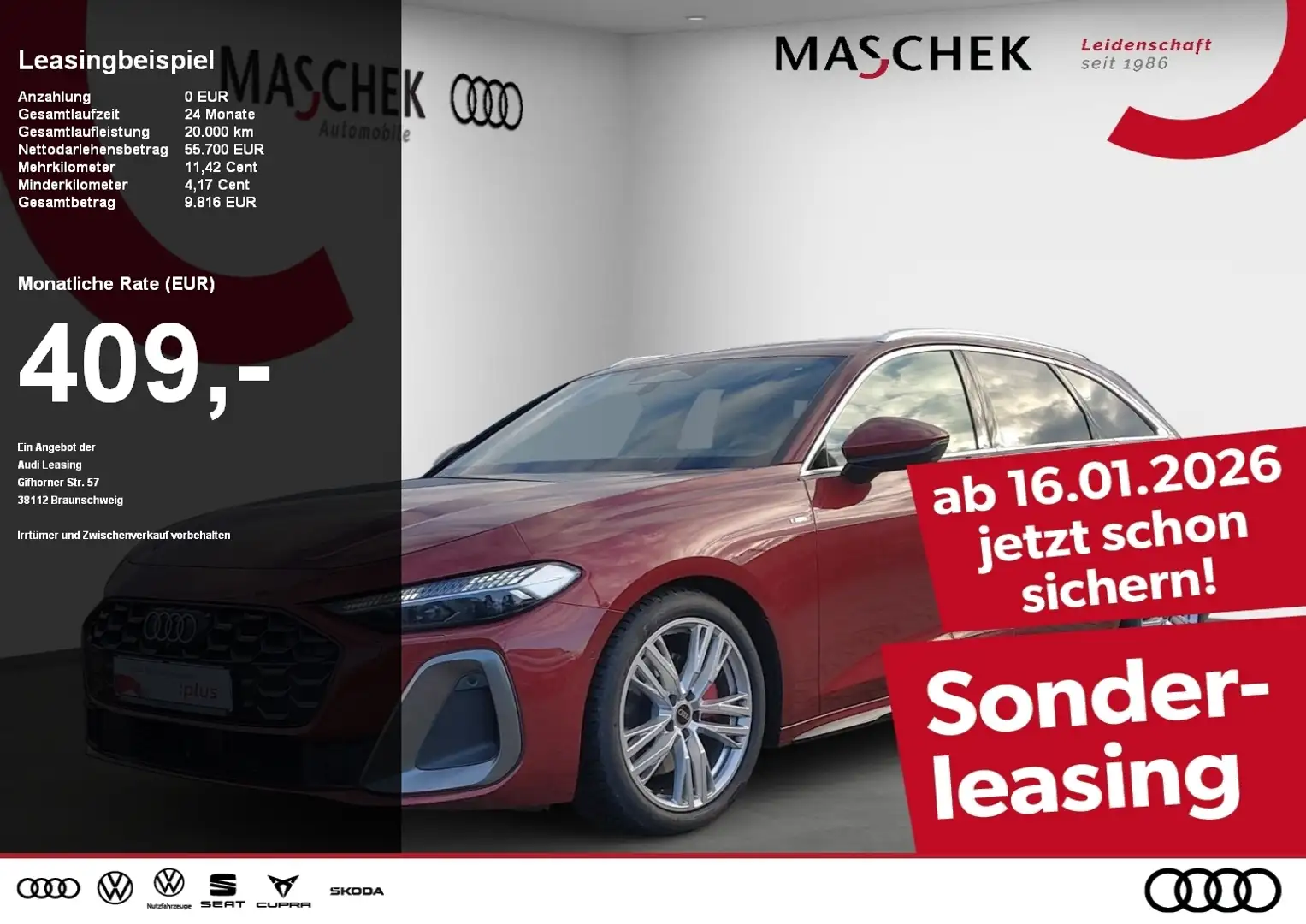 Audi A5 Avant S line TDI S tronic Int. S HUD Standh B&O OL Rosso - 1