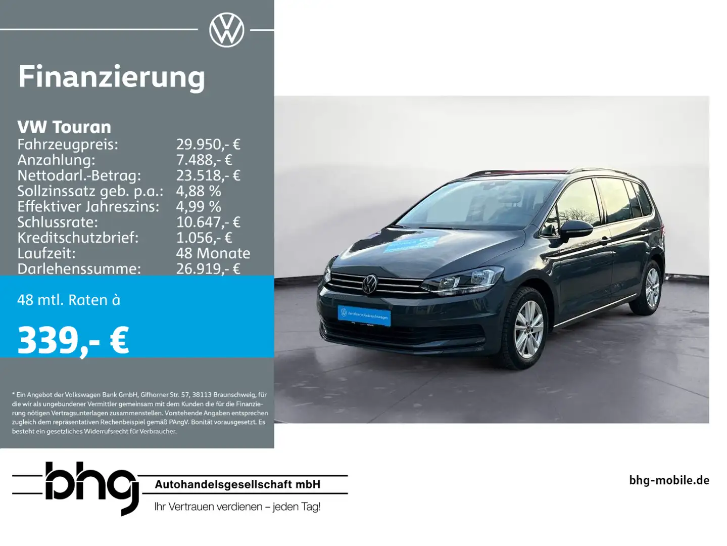 Volkswagen Touran 1.5 TSI ACT OPF Comfortline 7-Sitzer Gris - 1