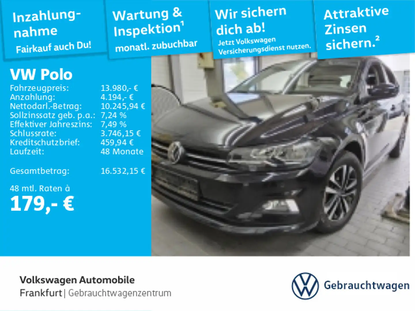 Volkswagen Polo 1.0 TSI United Navi FrontAssist DAB+ Schwarz - 1