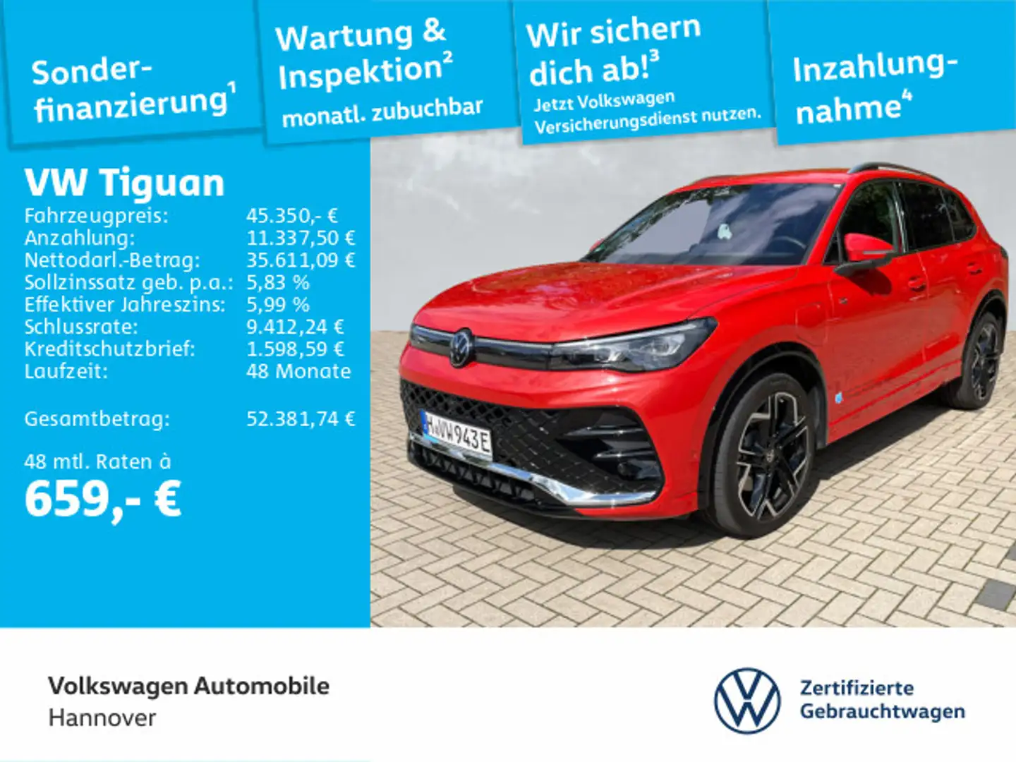 Volkswagen Tiguan 1.5 TSI DSG eHybrid R-Line Navi IQ-LED Di Rot - 1