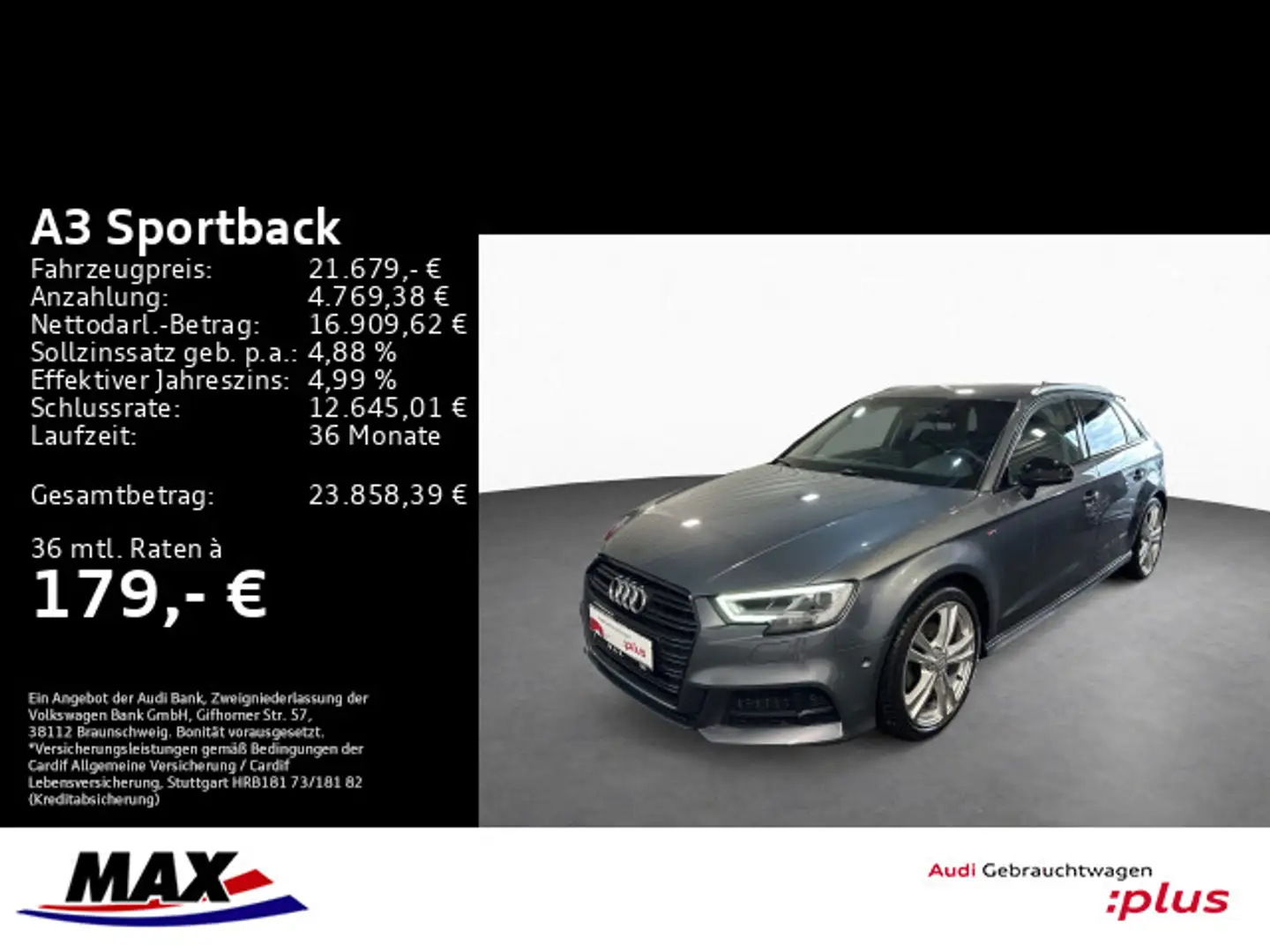 Audi A3 35 TFSI S LINE LED+TEMPOMAT+OPTIK++ Grigio - 1