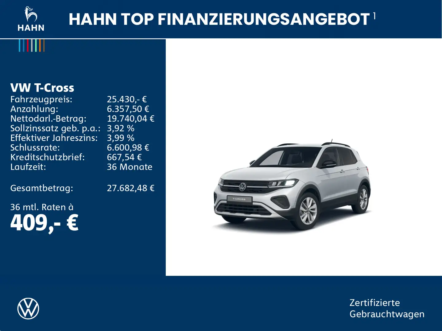 Volkswagen T-Cross 1.0TSI DSG Goal  LED Navi AHK ACC APP Silber - 2