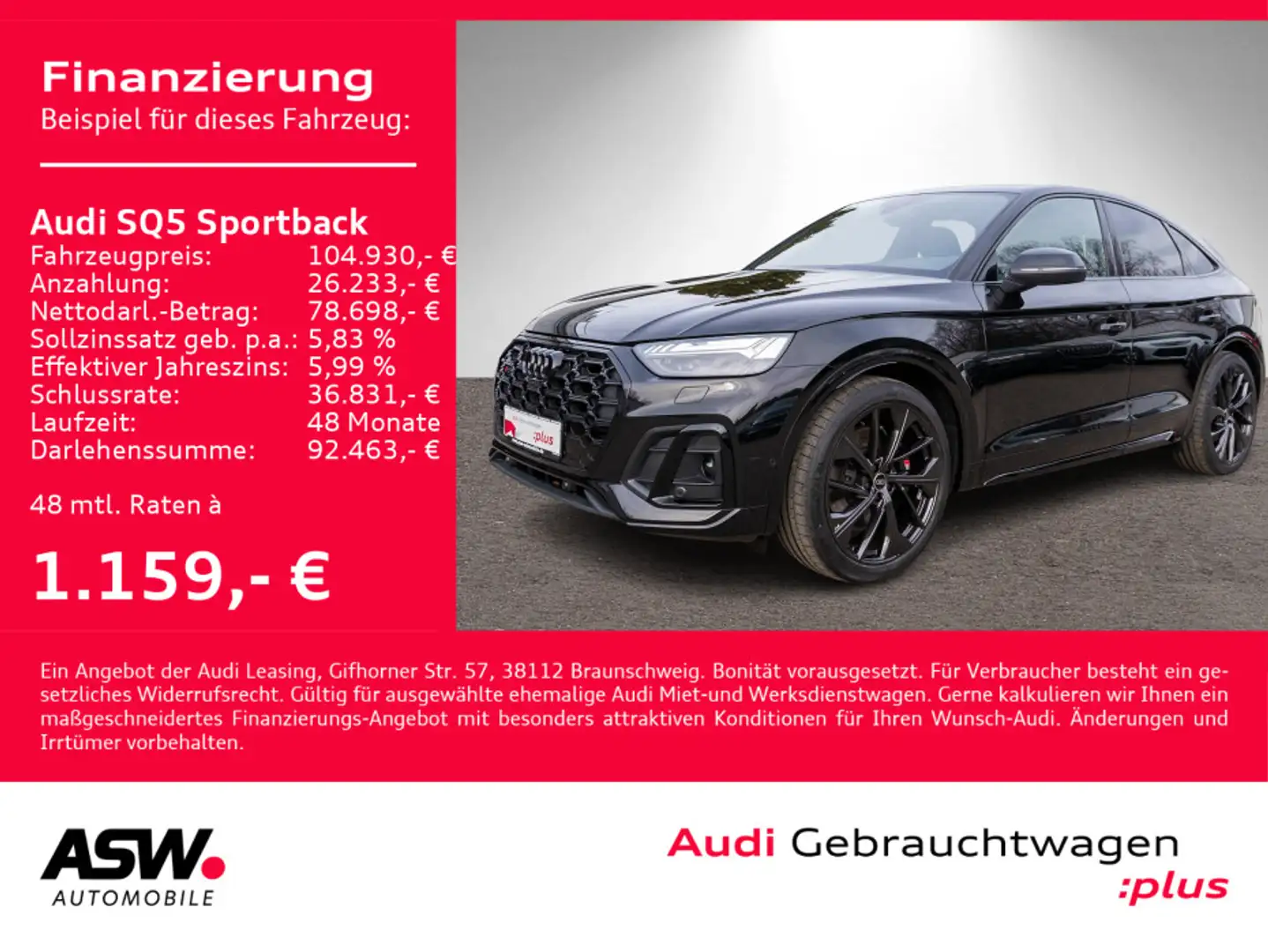 Audi SQ5 3.0TDI quattr tiptron B&O Pano AHK Schwarz - 1