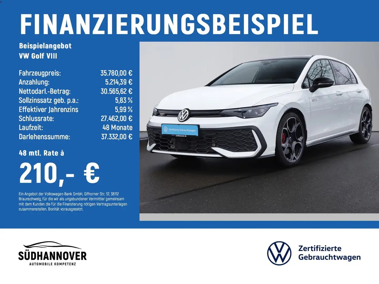 Volkswagen Golf VIII GTI 2.0 TSI DSG AHK+NAVI+DCC+MATRIX Blanco - 2