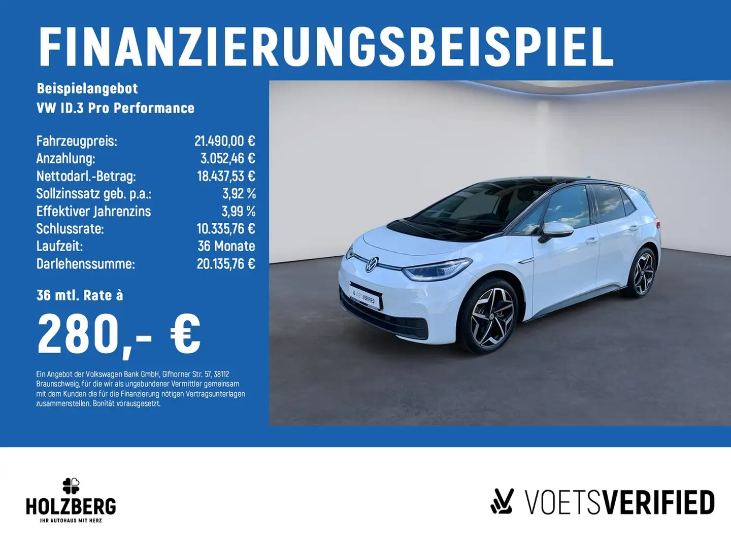 Volkswagen ID.3 Pro Performance PANO+ACC+MATRIX Blanc - 2