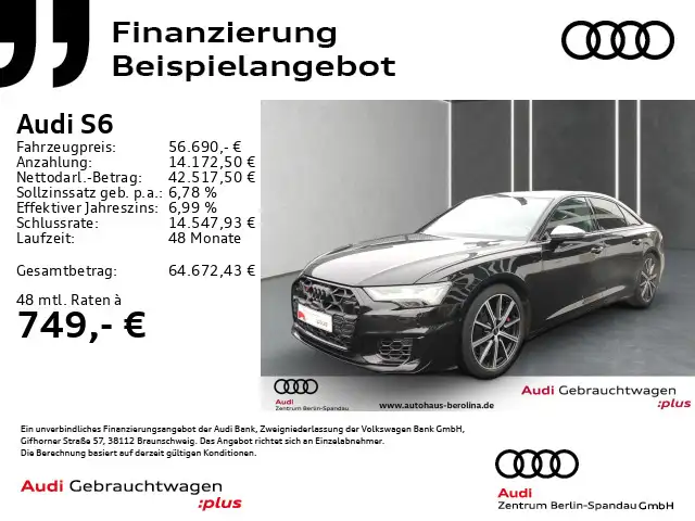 Audi S6 S6 Lim. *HD-MATRIX*Assist+*B&O*AHK*Opt.-Schwarz+