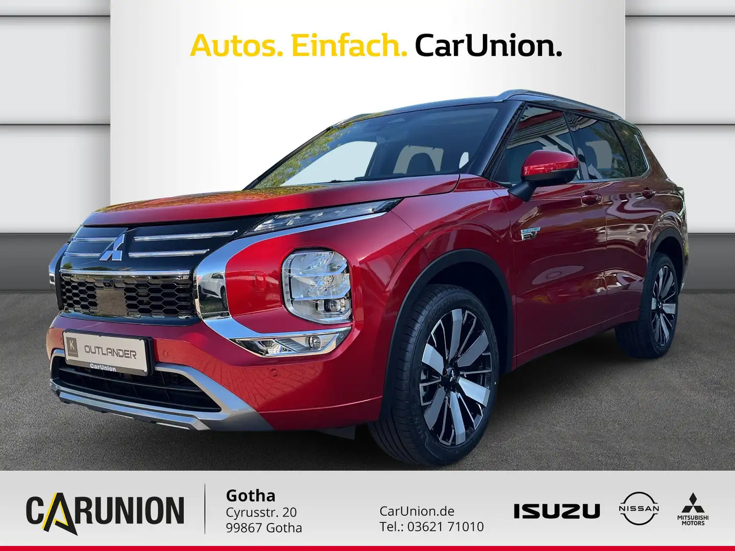 Mitsubishi Outlander 2.4 Plug-in Hybrid Top DACH/LEDER Rood - 1