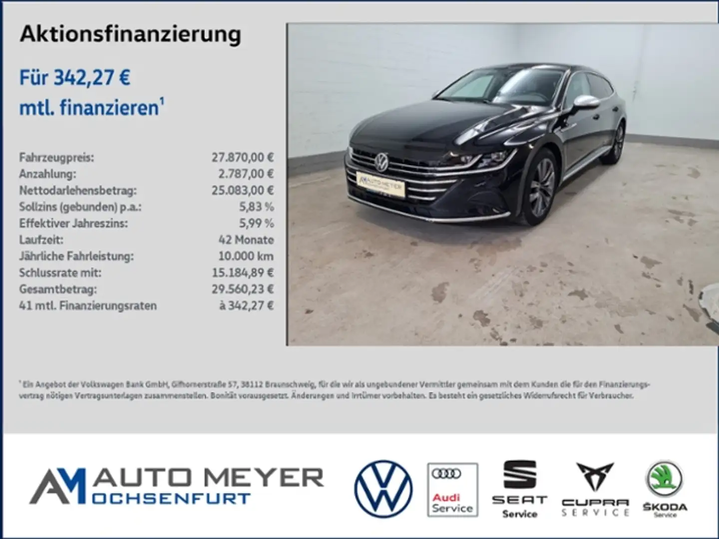 Volkswagen Arteon Shooting Brake Elegance 2.0 TDI DSG Massage Fahre Noir - 1