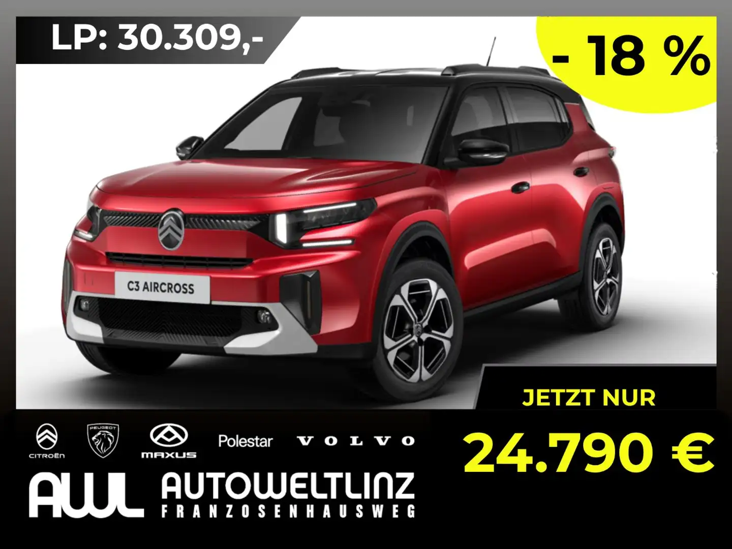 Citroen C3 Aircross 145PS MAX +TAGESZULASSUNG+ Rot - 1