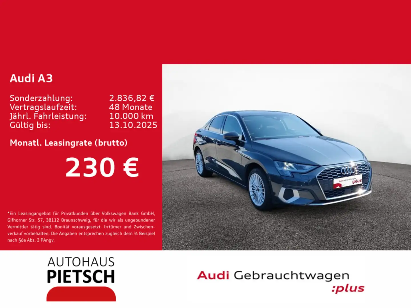 Audi A3 Limo 35 TFSI advanced SmartInter Sitzhzg Gris - 1