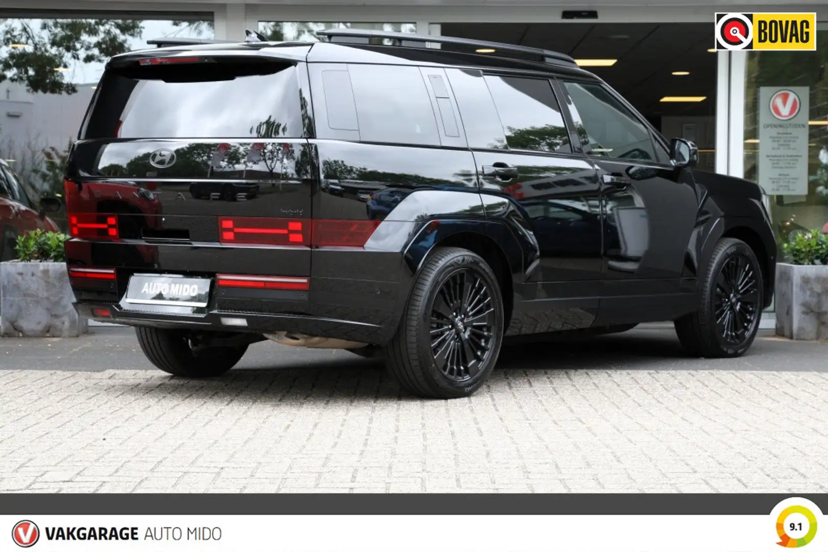 Hyundai SANTA FE 1.6 T-GDI Blackline Hybrid 4WD | 2x panorama | Bla Zwart - 2