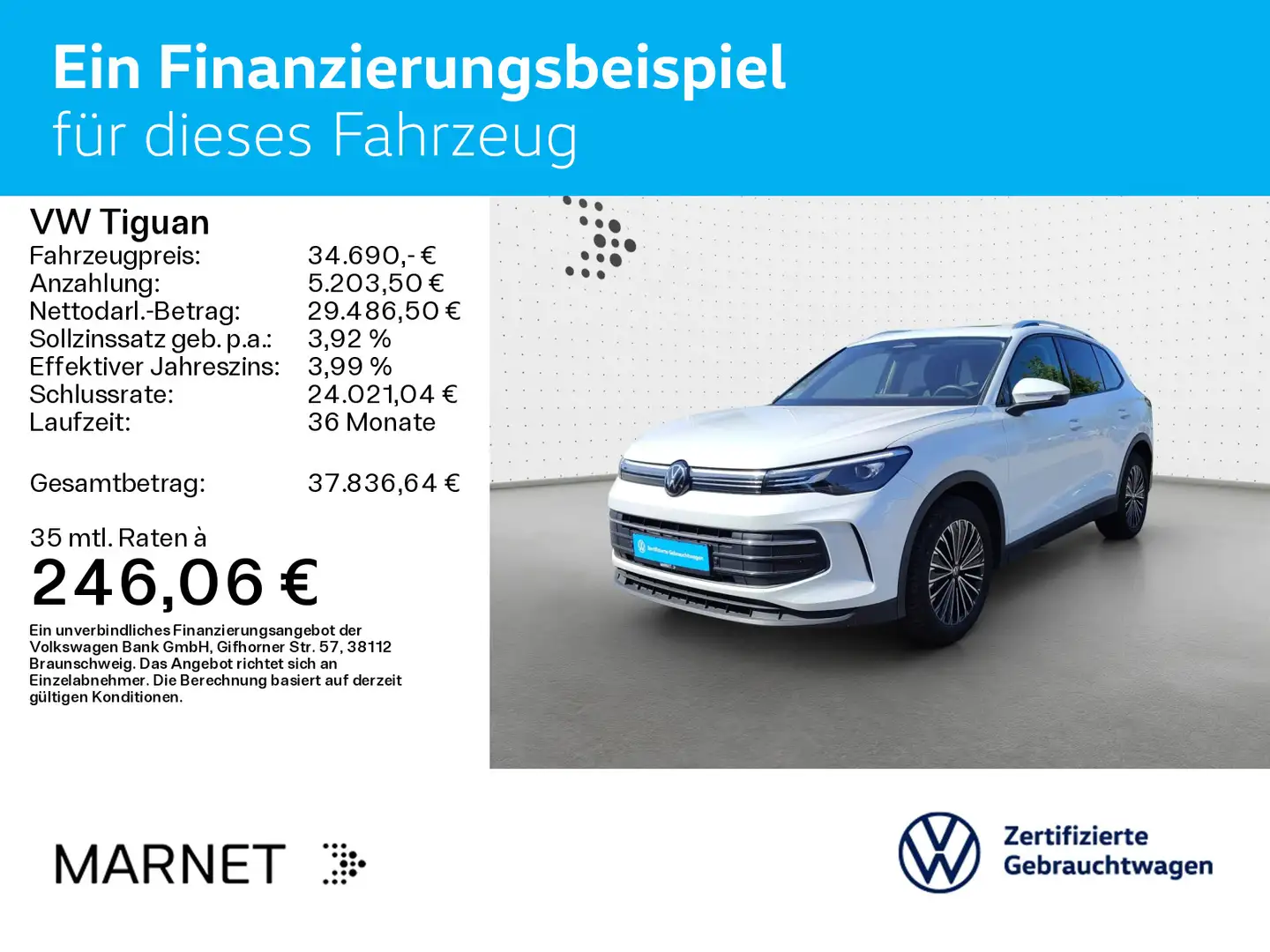 Volkswagen Tiguan Life 1.5 eTSI DSG*AHK*NAVI*PANO*ASG*KAMER Weiß - 2