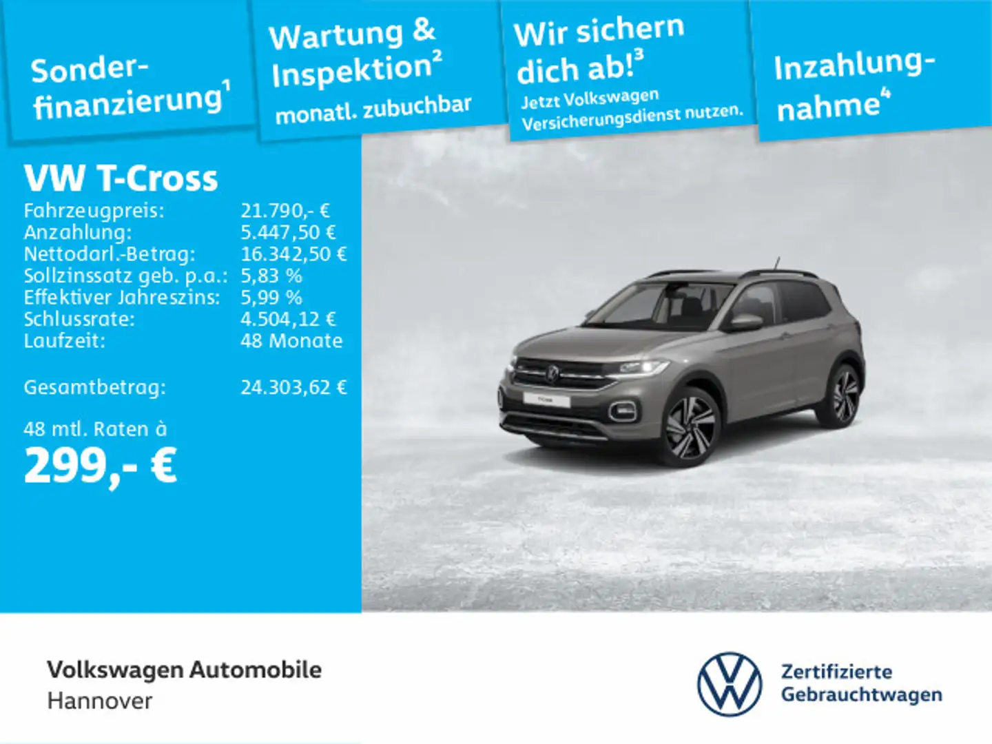 Volkswagen T-Cross 1.0 TSI DSG Active Navi LED DigCockpit A Grau - 1